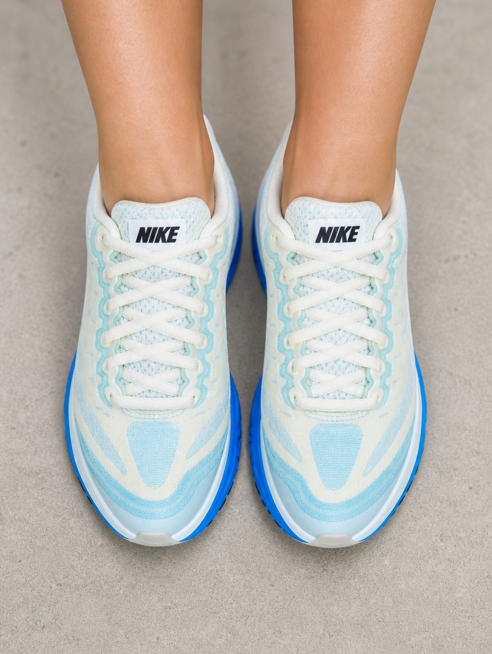 Nike White and Light Blue Athletic Sneakers
